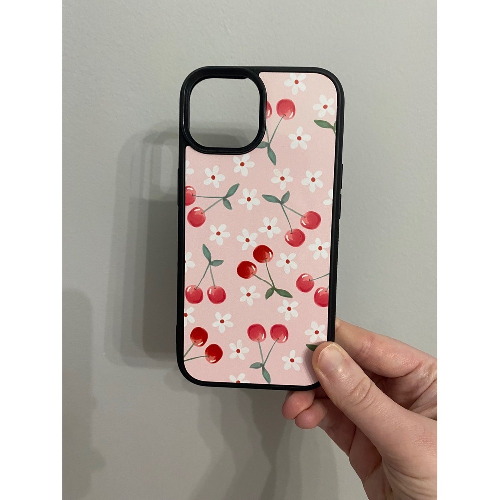 Phone Case iPhone 15 Pink Cherry Floral Print Coquette Protective Cover